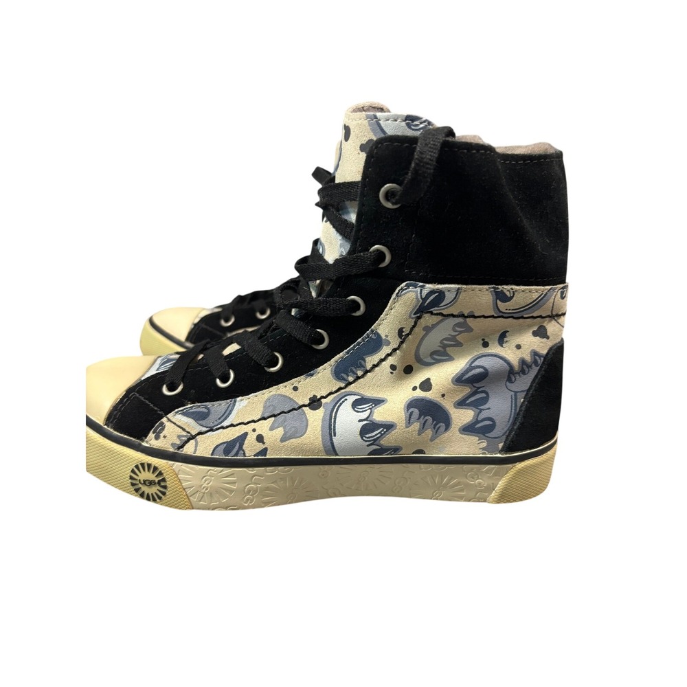 UGG Stellah Claw Graffiti Fur Lined High Top Sneakers Short Boots RARE/DISC Sz 5 - Picture 2 of 9